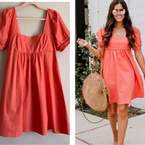 WILD FABLE Puff Sleeve Dress Coral Size Small